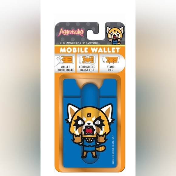 NEW Sanrio Gudetama and Aggretsuko 3-in-1 Mobile Wallet, Cord Keeper, and Stand - Picture 3 of 7